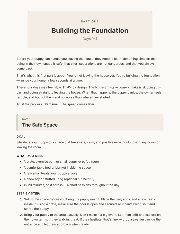 Part One: Building the Foundation, Day 1 The Safe Space — from The First Two Weeks Alone Core Guide