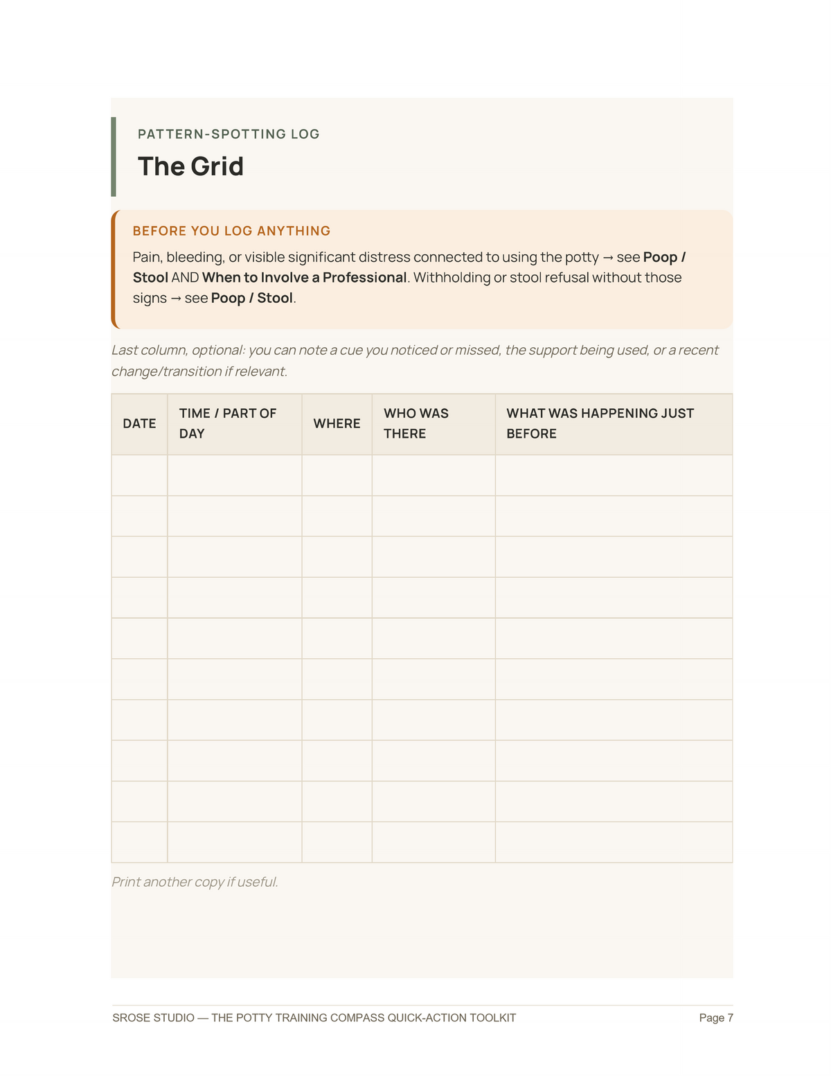 Premium Tool — Pattern-Spotting Log — fillable tracking grid, Quick-Action Toolkit