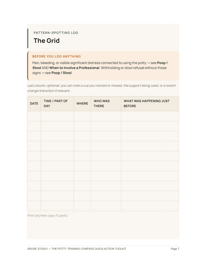 Premium Tool — Pattern-Spotting Log — fillable tracking grid, Quick-Action Toolkit